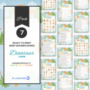Dinosaur Theme - Printable Baby Shower Games Pack