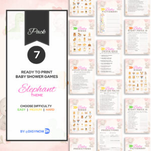 Elephant Theme - Printable Baby Shower Games Pack