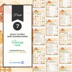 Farm Theme - Printable Baby Shower Games Pack