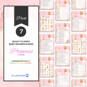 Princess Theme - Printable Baby Shower Games Pack