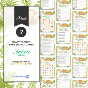 Safari Theme - Printable Baby Shower Games Pack